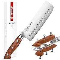 HEZHEN Rostfreier Stahl Nakiri Messer, Japanischer Stil Hackbeil Messer, Hartstahl Mehrzweckmesser Asiatisches Kochmesser Zum Schneiden von Fleisch und Gemüse,Griff aus Redwood
