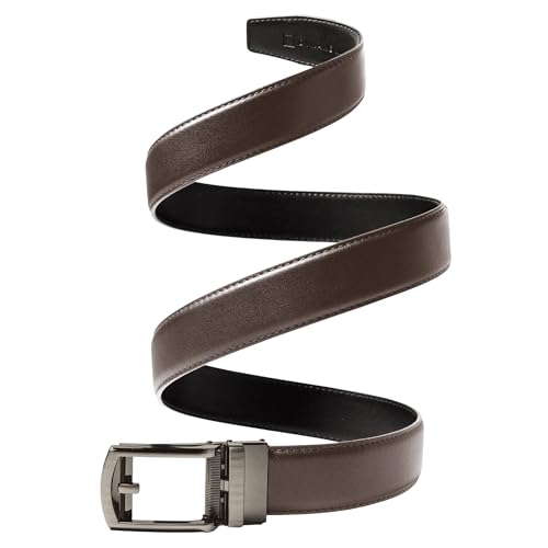 Cintura Uomo Senza Buchi - 35 mm di larghezza, 130 cm di lunghezza - in vera pelle con fibbia automatica, regolazione, accorciabile; elegante per ufficio e uso quotidiano - cintura senza buchi uomo