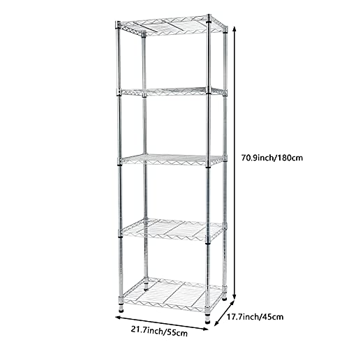 5-Tier Chrome Shelving Unit,5-Shelf Adjustable, Heavy Duty Wide Storage Shelving Unit (350 lbs Loading Capacity per Shelf), Steel Organizer Wire Rack - Thumbnail 3