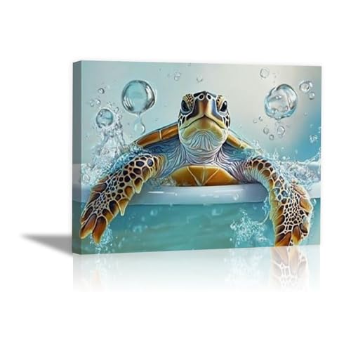 Décoration rigolote tortue de mer pour égayer les murs sombres de votre salle de bain