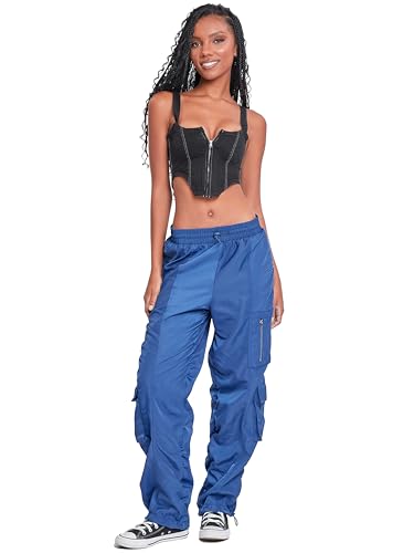 YMI Womens Jeans Women's Rouched Nylon Cargo Joggers4