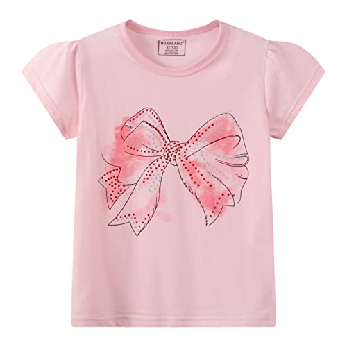 Image of Girls Graphic T Shirts 3 Pack 100% Cotton Short Sleeve Tees for Toddler Little Big Girls Cute Printed Casual Summer Tops