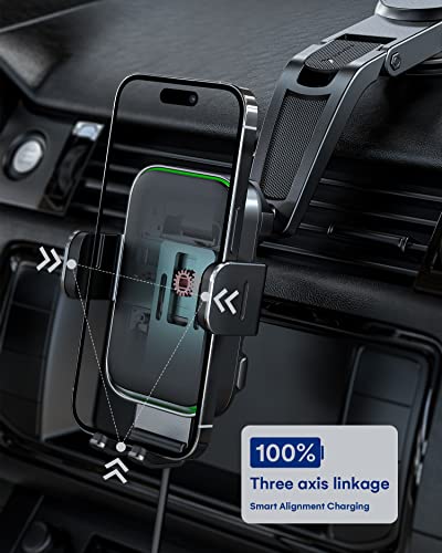 Cargador inalámbrico coche doble bobina 15W soporte teléfono salpicadero y ventilación 3