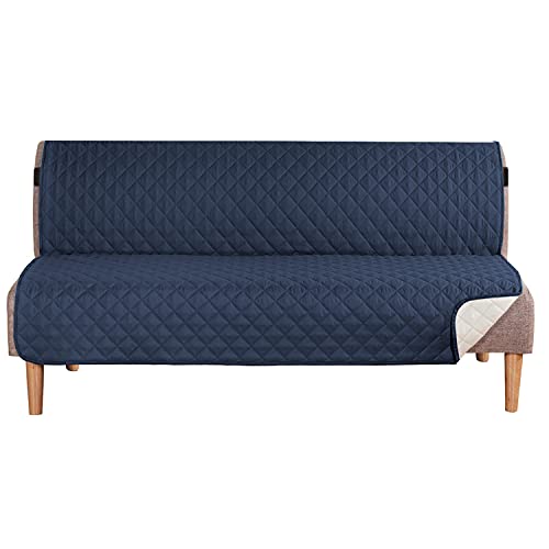 NLCYYQ Housse De Futon Réversible Housses De Canapé-lit Imperméables sans Bras Housse De Canapé Pliante Housse De Futon Matelassé Protecteur Housse De Clic-clac (Bleu Marin) Cover