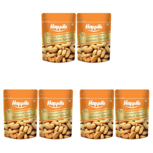 Image of Happilo Natural Popular Almonds 400g (Pack of 6) | Badam Giri, Healthy Snacks, Dry Fruits | Real Nuts | High in Fiber | Rich in Protein | Magnesium | Phosphorus | Dietary Fibre | Zero Cholesterol