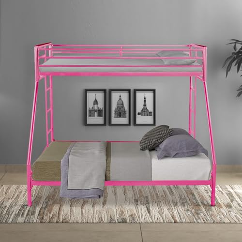 Image of Twin Over Twin Metal Bunk Bed | Bunk Bed Without Storage for Kids & Adult | Double Decker Cot for Kids Room | Space-Saving | Metal Bunker Cot (Mattress Included) (Red)