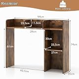COSTWAY Regał na biurko, regał stołowy z 4 półkami i otwartą półką, system odkładania, uniwersalny organizer stołowy na biurko, 94 x 25 x 74 cm (rustykalny brąz)