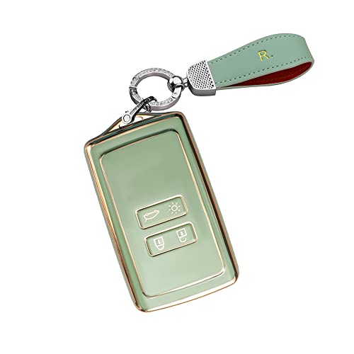 Coque de clé pour Renault Clio Megane Captur étui de protection vert avec porte-clés