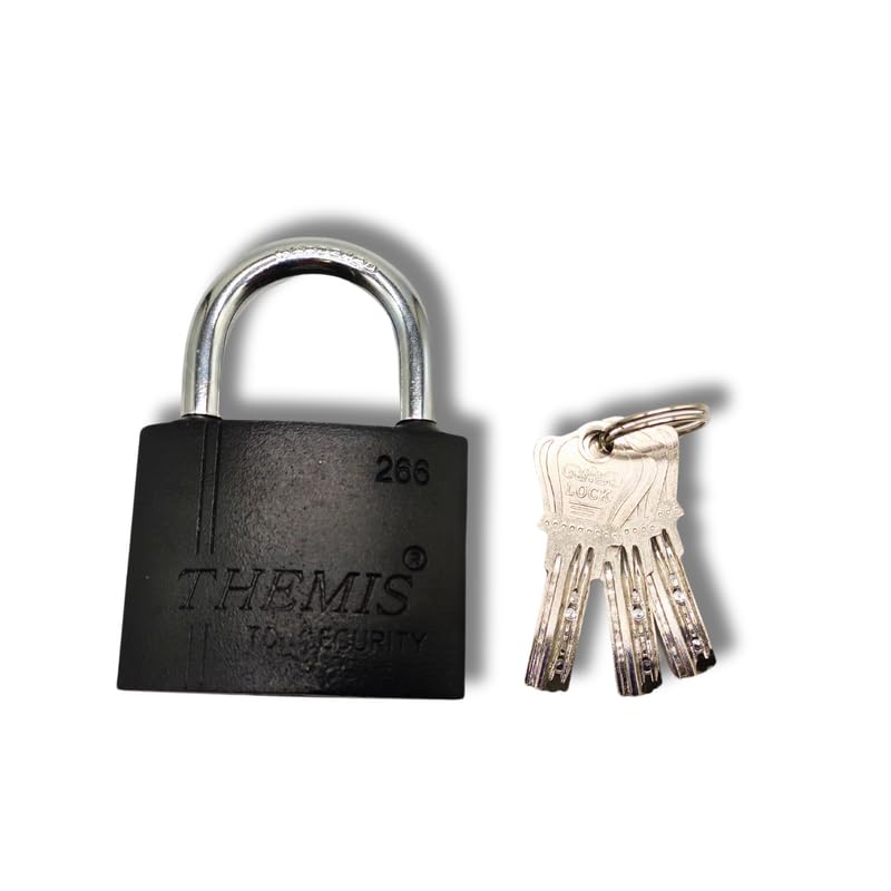 Image of Black Heavy-Duty Steel Padlock 90 MM Lock and 3 Keys Hardened Padlock Security Lock for Garage, Door, Containers, Shutter, Locker, Warehouse, Gates
