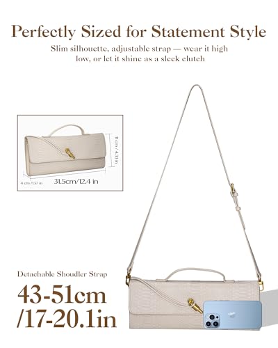 Image of Elegant Evening Clutch Purse for Women - Structured Crocodile PU Leather Handbag for Wedding & Formal Party