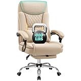 TUORUI Big and Tall Office Chair 400lbs - Wide Memory Foam Seat with Spring Pack, Reclining Executive Desk Chair with Footrest, Ergonomic Heavy Duty High Back Computer Chair, Khaki