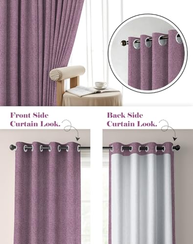 Image of Casableu Twillbone Digital Print 85% Blackout Curtains for Door /Window, Thermal Insulated, Tie Back, Wider Width 50 in, Eyelet Curtains for Living Room /Bedroom (D Pink 7 ft Set of 2)