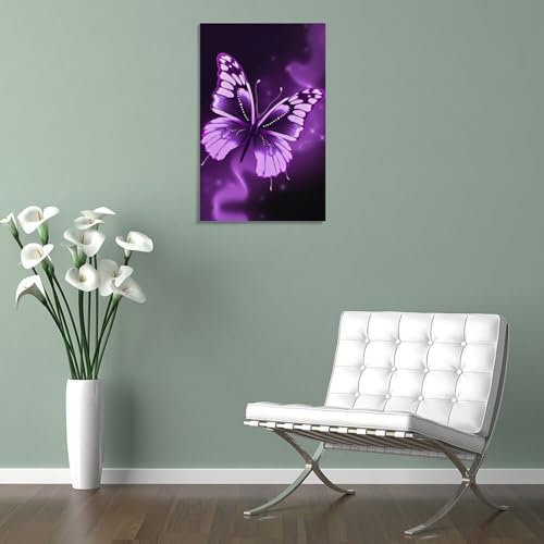 Toile murale encadrée papillon violet de haute qualité 40x60 - 5