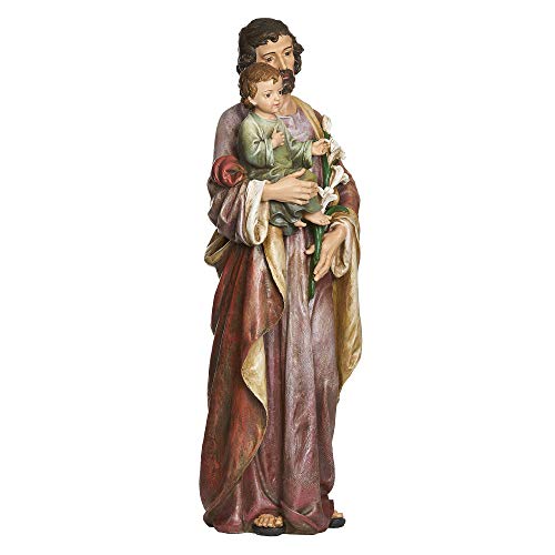 Figura San José y Niño Jesús 36.75 pulg Resina y Piedra miniatura 4