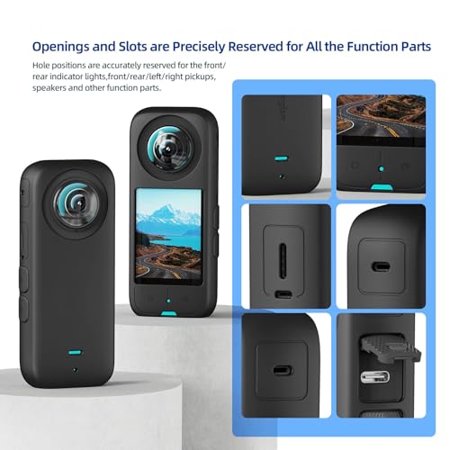 Funda protectora para cámara Insta360 X3, silicona negra miniatura 4