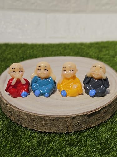 Image of Miniature Buddha Set of 4 | Resin Buddha Figurines for Miniature Garden Decor Dollhouse Accessories Home Temple Desk Decor & Thoughtful Gift