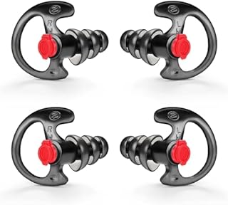 zeadio Triple Flanged Earpiece, Soft Silicone Earmould Earbud Earplug for Two Way Radio Acoustic Earpiece Headset -Black, Medium, 2 Pair