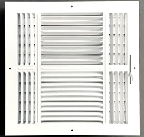 HBW 12x 12 (Duct Opening Size) 4-Way Stamped Face Steel Ceiling/sidewall Air Supply Register - Vent Cover - Actual Outside Dimension 13.75 X 13.75