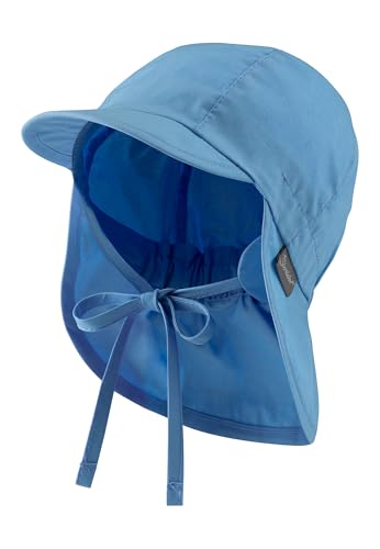 Sterntaler Schirmmütze Nackenschutz Basic - Unisex Baby- und Kinder Mütze mit Nackenschutz - UV-Schutz 50+ Hut aus Popeline (Bio) - leichte Sommer Kopfbedeckung mit Gummiband - samtblau, Größe 53