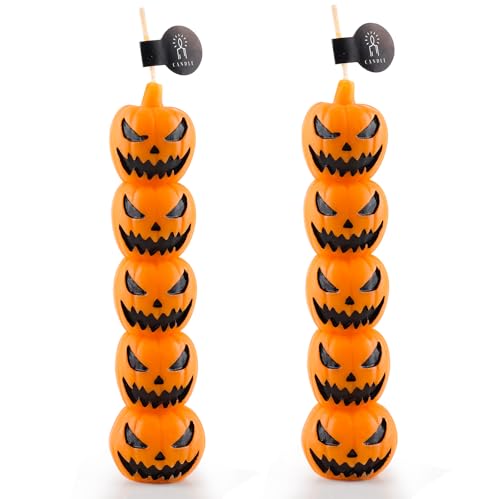 Image of Yiran 2pcs Pumpkin Candles with Scented, Halloween Pumpkin Decorations for Home Bar, Indoor Room Tables, Decorative Halloween Party Gift for Adults