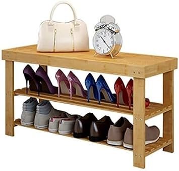 Shoe Storage Stool 2-layerShoe Rack Shoe Bench Shelf Storage Locker for Hallway Bathroom Living RoomSize602742cm