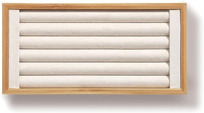 Kanwoder Bamboo Ring Holder,Ring Display Stand,Jewelry Organizer Stand for Rings Earrings Selling（Beige）