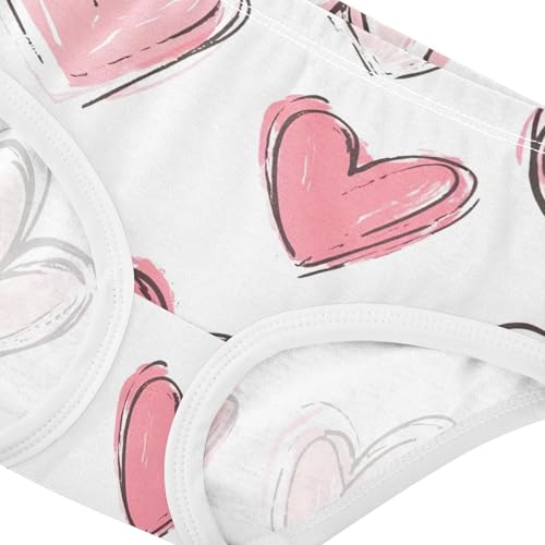 Cotton Toddler Underwear Custom Cute Pink Hearts White Little Girl Panties Pattern Briefs Undies Kids 2t4