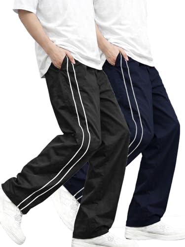 Image of CHKOKKO Men's Relaxed Track Pants for Gym Workout Running Casual Wear Sports Lower with Pockets Adjustable Drawstring Waist Lightweight Quick Dry Activewear Fitness