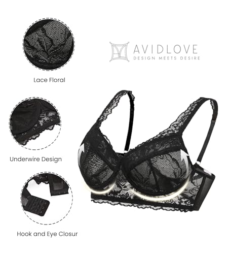 Avidlove Sexy Bras for Women Lace Bralettes with Underwire Push Up Women's Balconette Lingeries Bra - Image 4