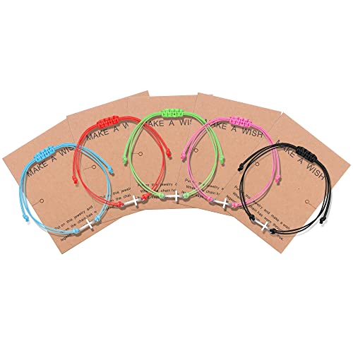 MILACOLATO 5 Mejores Amigas Pulseras para Mujer Niñas Girasol Cruz Brújula Ojo Turco Amistad Pulsera Ajustable Hechas a Mano Friendship Bracelet BFF Regalo De Joyería con Tarjeta De Deseos Cruz
