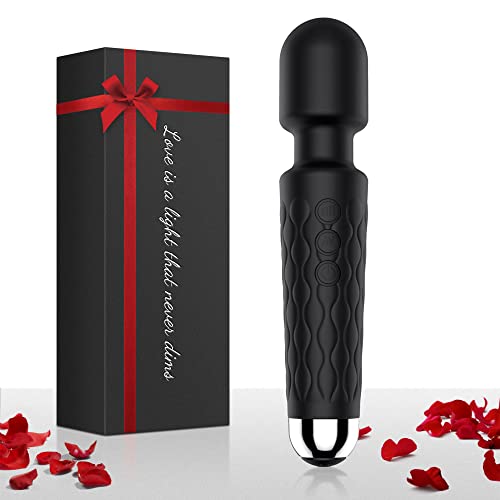 Personal Powerful Vibrate Wand Massager with 20 Magic Vibration Modes, Whisper Quiet, Waterproof, Handheld, Cordless for Neck Shoulder Back Body Massage, Sports Recovery & Muscle Aches(Black)