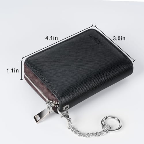 Image of Mayski Credit Card Holder, Zipper Credit Card Wallet for Women, Small Accordion Card Cases Holder, KeyChain Wallet, Business Card Holder, Black