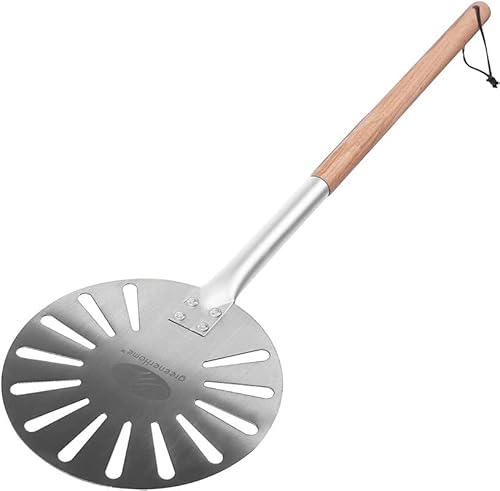 Pizza Turning Peel- Premium 100% Food Grade Stainless Steel Metal Pizza Peel- 9-inch Perforated Pizza Peel Blade-Aluminum Free Pizza Turner-Turning Pizza Peel with Long Wood Handle