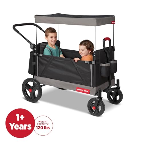 Radio Flyer Wagon for Kids, Baby Stroller, Outside Toys for Toddlers 1-3, Rolling Cart, Beach Cart with Wheels, Trav'ler Stroller Wagon with Protective Cover, for Ages 1+ Years by Radio Flyer - Image 2
