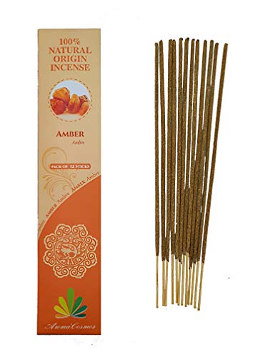 ** Bâtonnets d'encens Parfum Ambre - 100% naturels certifié par ICEA (Italie) - Fabrication Traditionnelle - 12 bâtonnets Cover