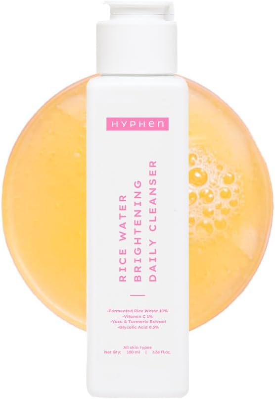 Hyphen Rice Water Brightening Face Wash | Daily Cleanser for Women and Men | Brightens Skin | Removes Dirt & Impurities | Gentle, Non-drying, Fragrance Free Formula | 100 ml