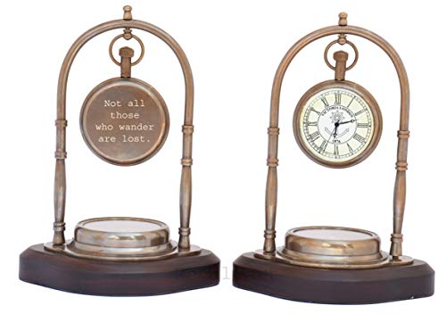 Royalmart Engraved Compass Personalized Compass Antique Compass Gift for Graduation Anniversary Baptism Boy Scout or Christmas - Vintage Style Working Compass (Antique Desk Clock with Compass)