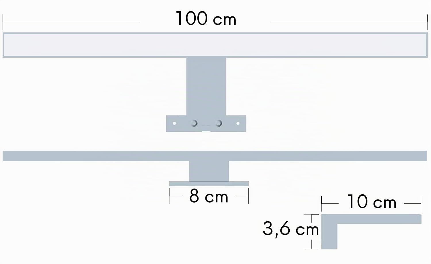 kalb | 100cm LED lámpara de baño lámpara de espejo 230V, gris plateado, blanco cálido