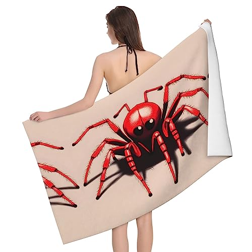 SamLng Serviettes de bain en microfibre mignonnes petites araignées rouges – Ensemble de serviettes de plage – Idéales pour le fitness, les salles de bains, les douches, la plage, les voyages