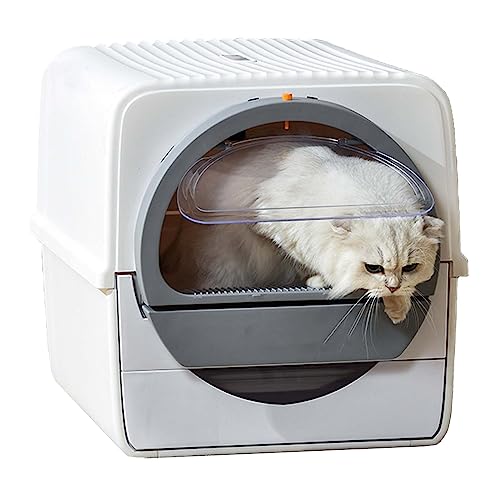 猫用トイレ 猫 トイレ 自動 猫?自??桶 猫 ふた付き引き出し式 電動自動猫用トイレ 猫トイレ 大型 掃除簡単 2WAY出入り方法 臭いが分離されます 65cm * 48cm * 30cm 猫 自動トイレ 猫用品 半自動猫用トイレ (専用替え箱×24)