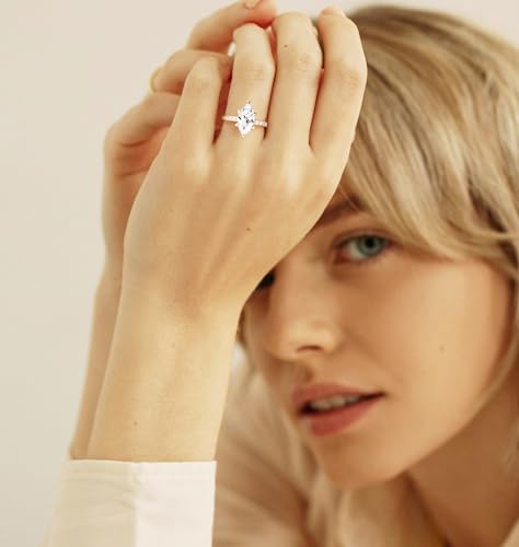 TIGRADE 2CT Engagement Ring for Women Marquise Cut Cubic Zirconia Wedding Band CZ Promise Anniversary Ring Size 3-12, Gold, Size 5