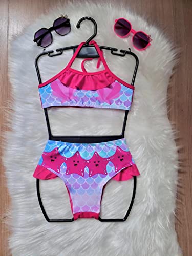 BIQUINI INFANTIL FEMININO CONCHA E ESTRELINHAS DO MAR Cor: Rosa; Tamanho: 10