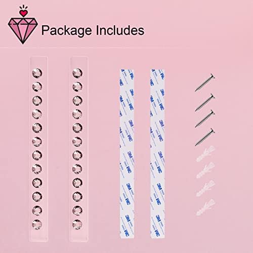 CECOLIC Clear Acrylic Necklaces Holder Wall Mounted Necklace Hangers Hanging Jewelry Organizer with 12 Diamond Shape Hooks - 2 Pack