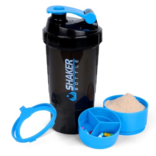 Image of XTK 16OZ Bottle, Shaker Water Bottle with Protein Powder Storage, Mix Ball, Leak Proof for Fitness and Sports Activities, BPA Free