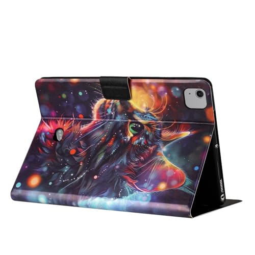 Étui iPad Air 11 M4 et 10.9 pouces en cuir PU avec motif chat fantaisie