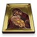 Theotokos Tenderness Icon - Gold Mirror Effect - Premium Quality Greek Orthodox Byzantine Icon, Handmade on Natural Solid Wood, Gift Ready - Ships in a Box