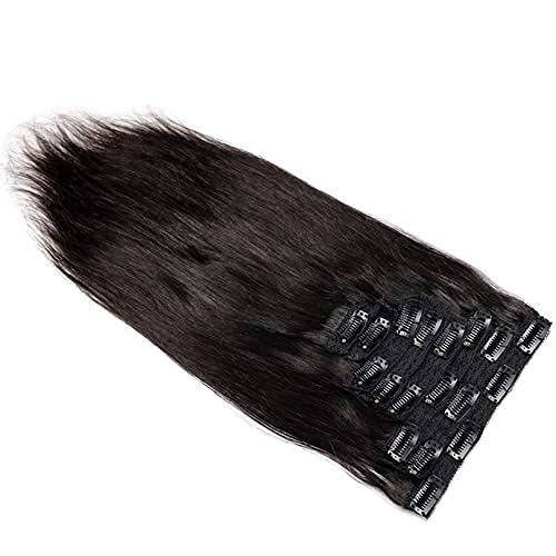 Silky Straight Clip in Human Hair Extension Brazilian Remy Clips on Hair Natural Black Straight Full Head Clip Hair For Black Woemn 100-150g (10inch 100grams, #4(Dark Brown))