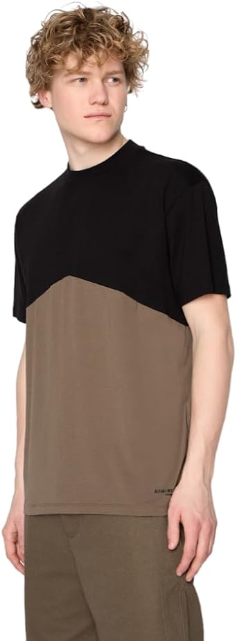 Armani Exchange Mens Oversized Heavy Cotton Jersey Colorblock Jumper