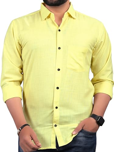 Image of Men Regular Fit Solid Spread Collar Casual Shirt