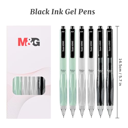 M&G 6 piezas bolígrafos retráctiles de gel, tinta negra 0.5mm miniatura 3